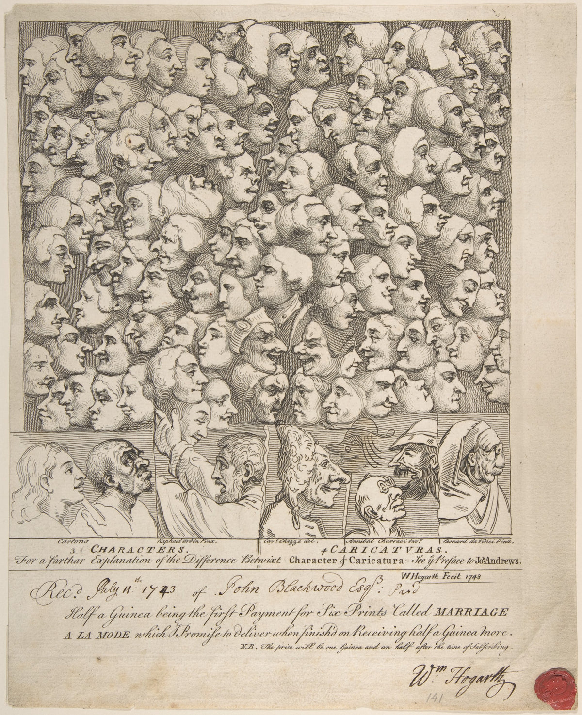 Characters and Caricaturas by William Hogarth, April 1743