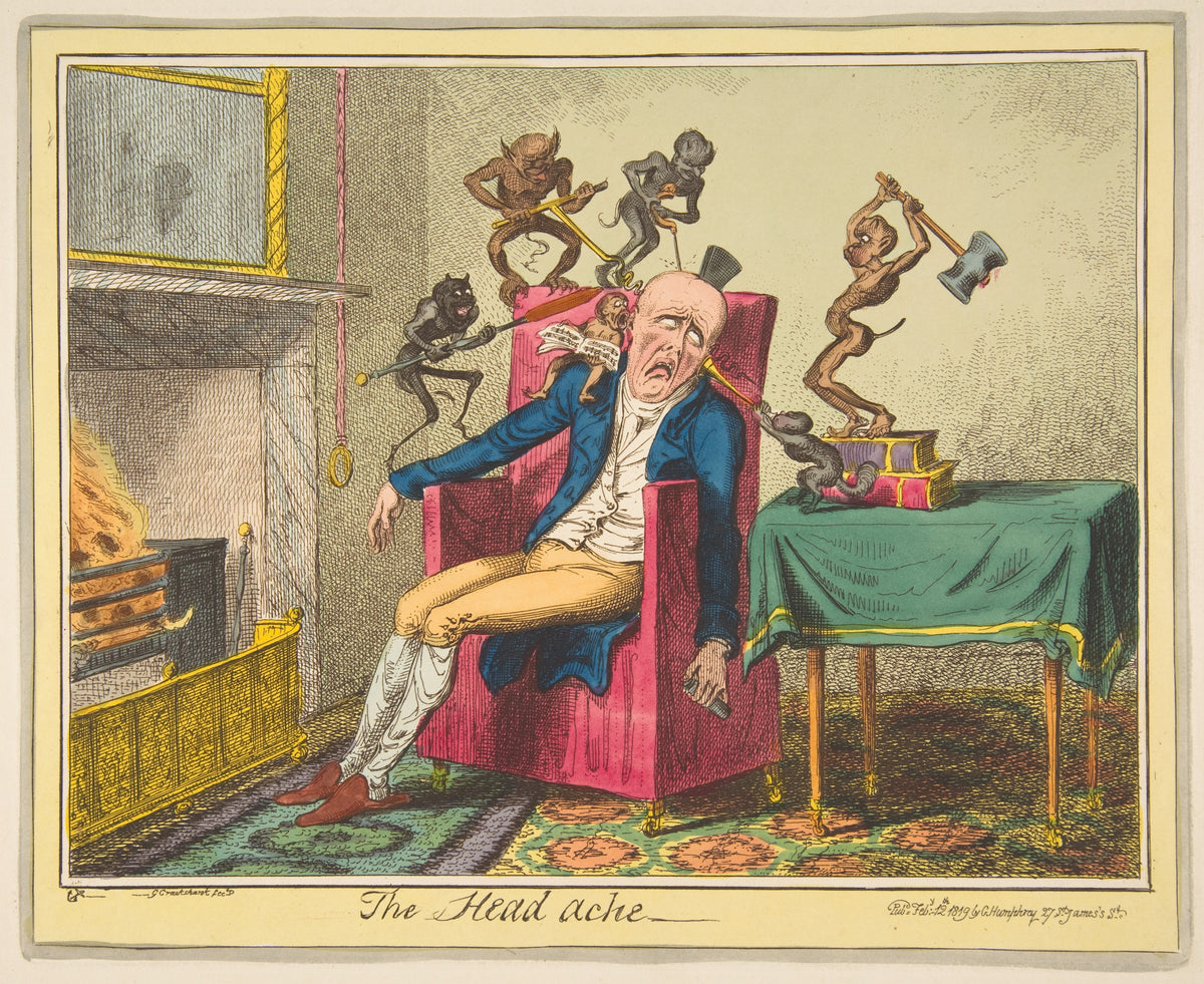 The Head Ache by George Cruikshank, February 12, 1819