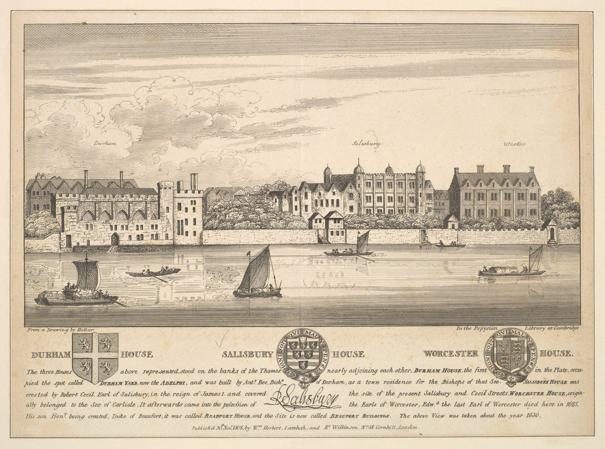 Great Houses on the Thames by Wenceslaus Hollar, 1808 printing
