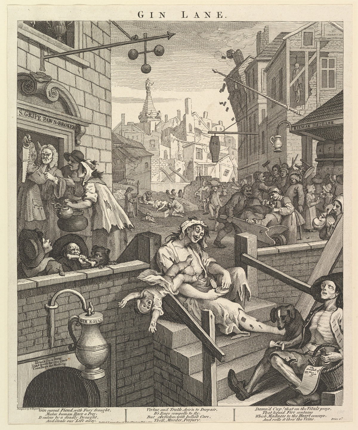 Gin Lane by William Hogarth, February 1, 1751