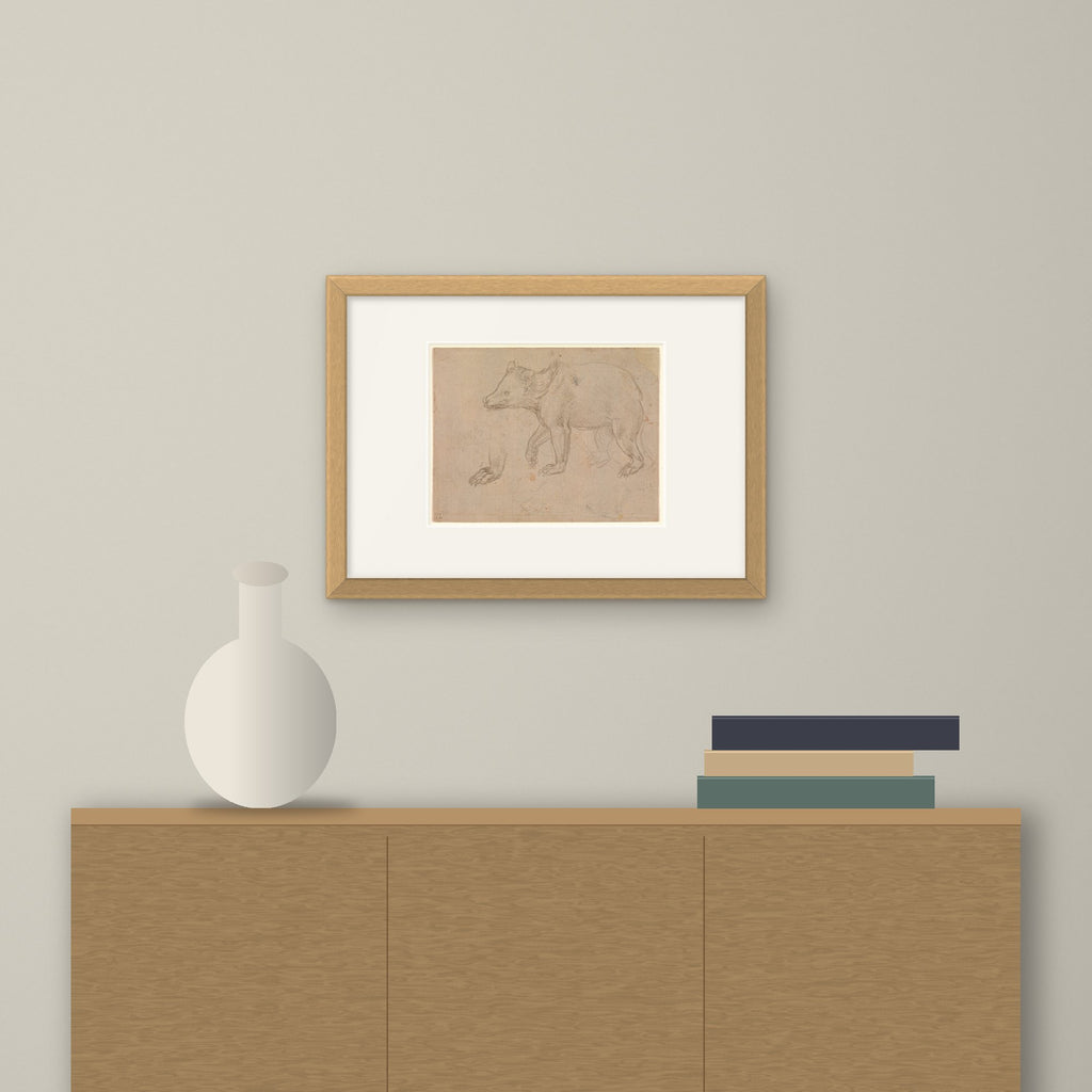 A Bear Walking – framed on a wall above a sideboard