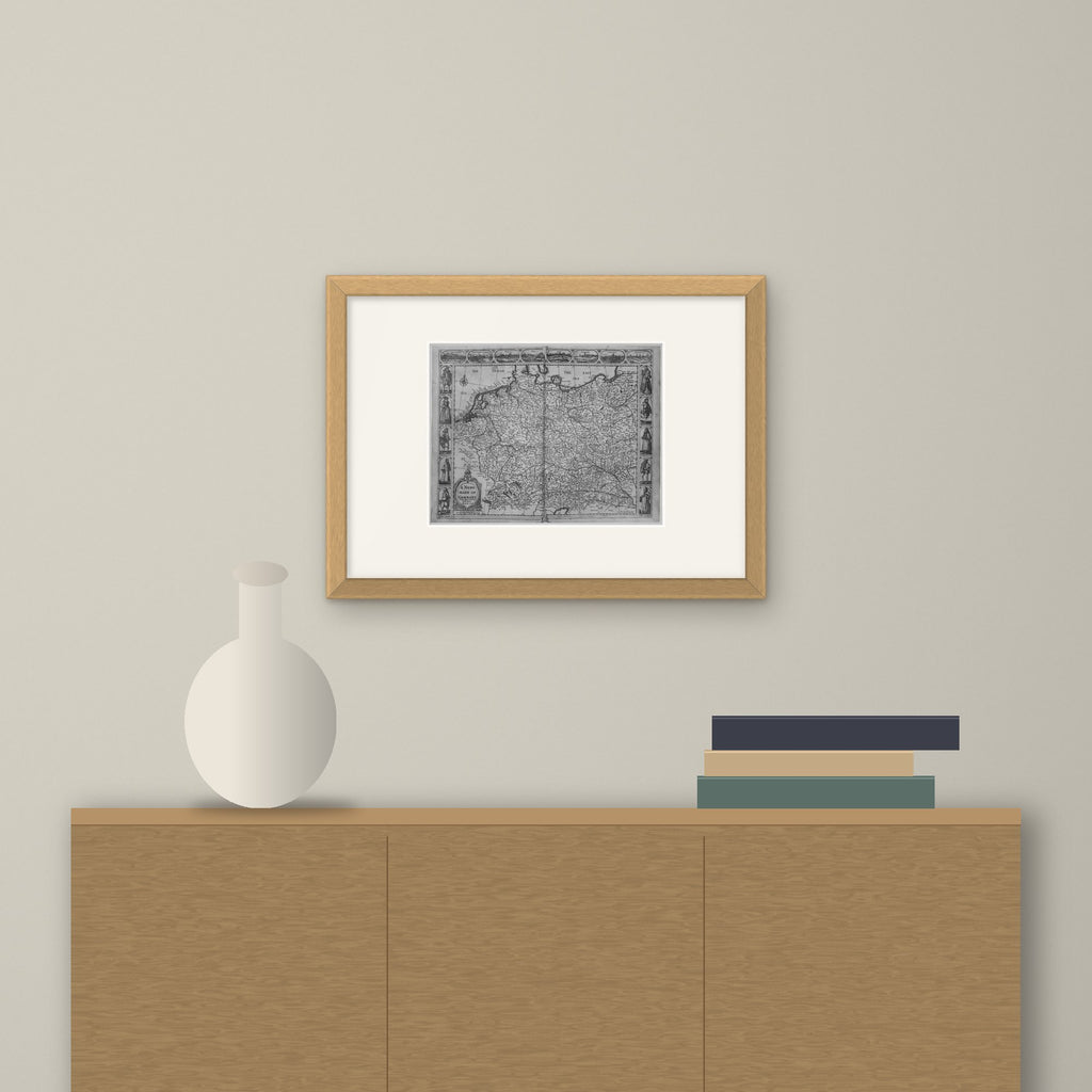 A Prospect of the Most Famous Parts of the World – framed on a wall above a sideboard