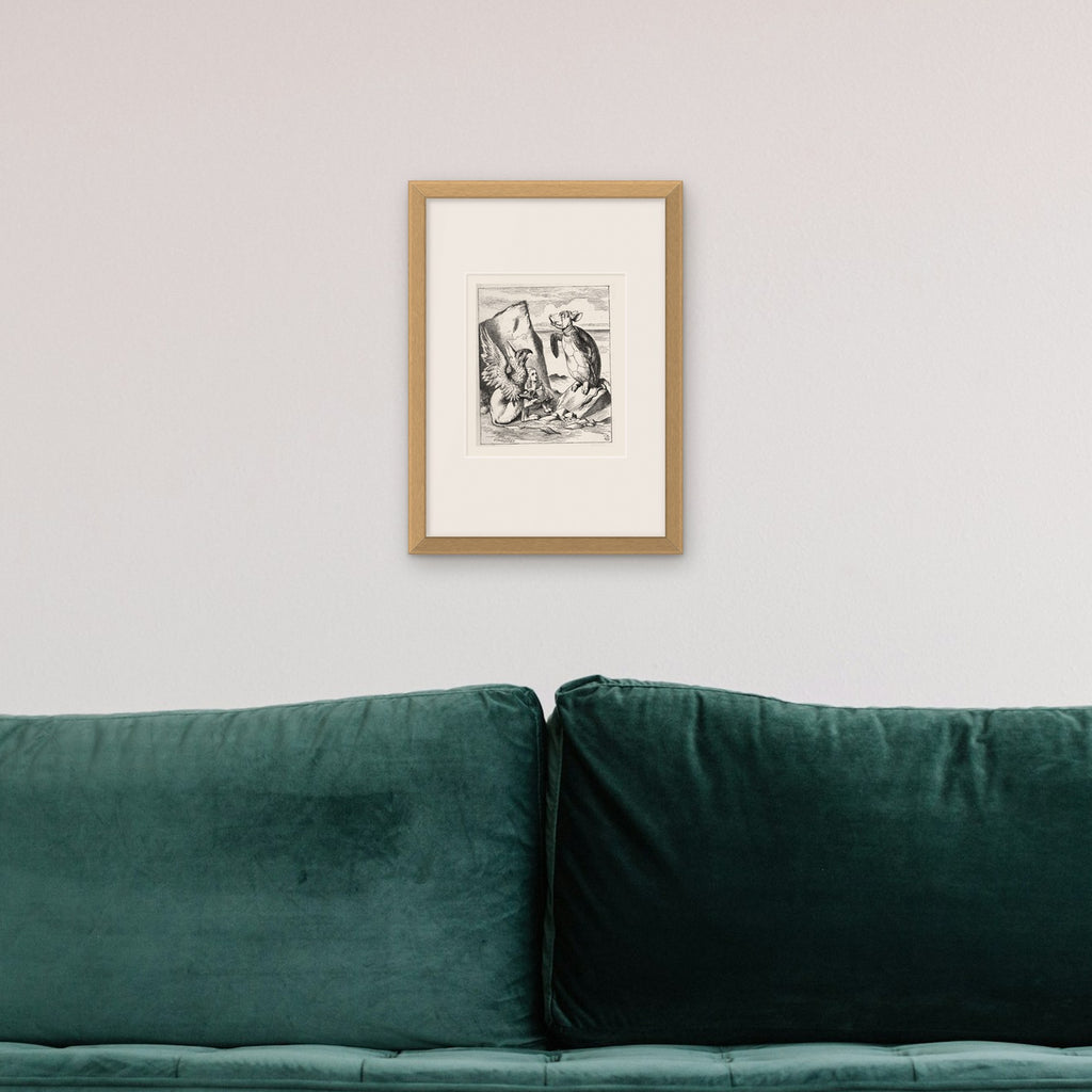 Alice: The Gryphon and the Mock Turtle – framed in a living room