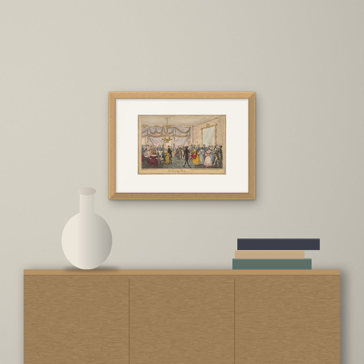 An Evening Party – framed on a wall above a sideboard