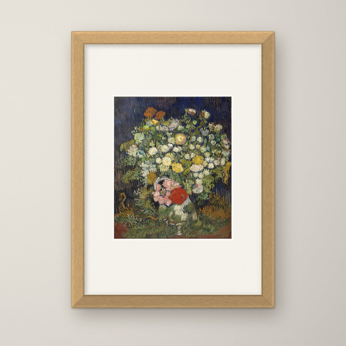 Bouquet of Flowers in a Vase – in an oak frame