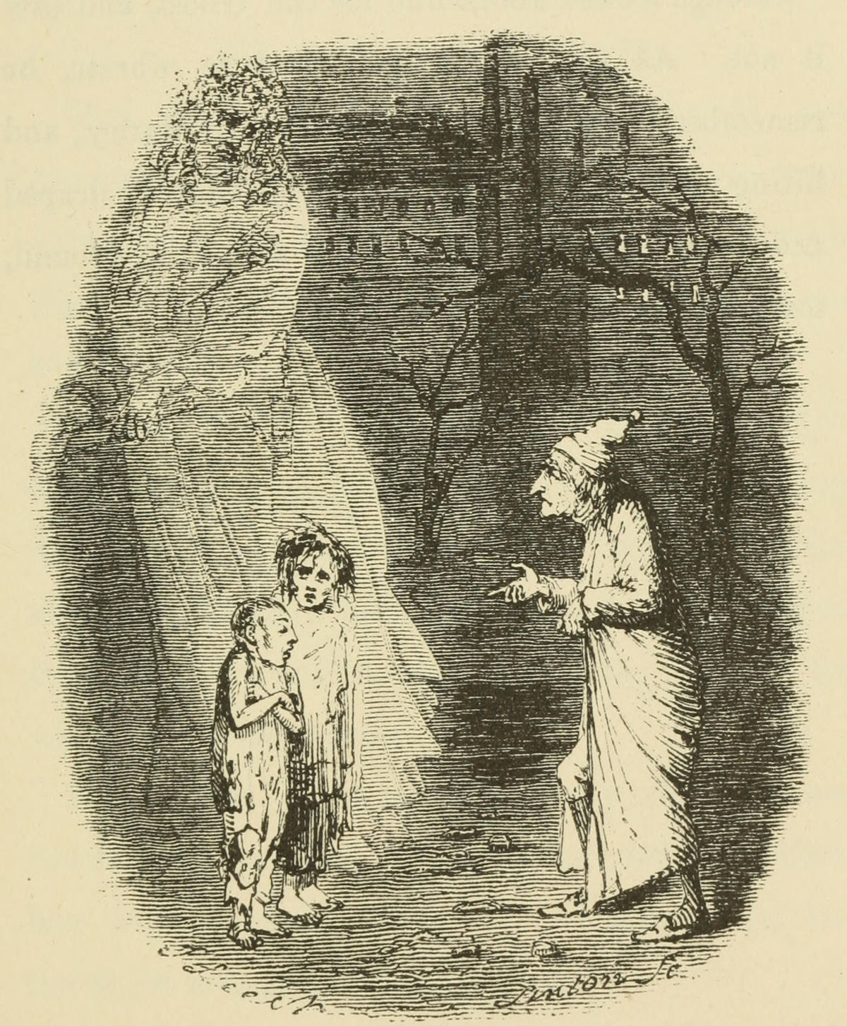 Ignorance and Want, A Christmas Carol, illustration by John Leech, 1843