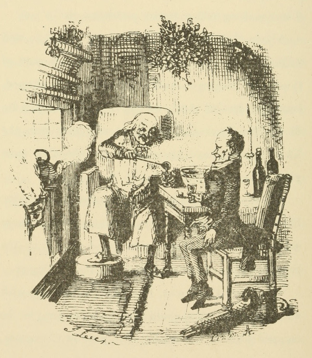Scrooge and Bob Cratchit, A Christmas Carol, illustration by John Leech, 1843
