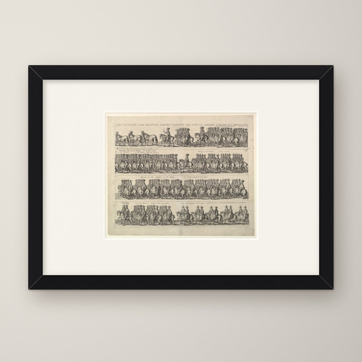 Coronation Procession of Charles II – in a black frame