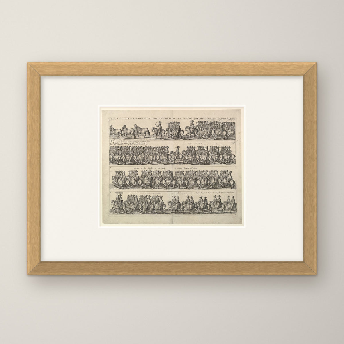 Coronation Procession of Charles II – in an oak frame