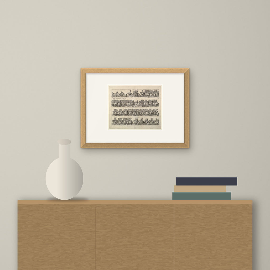 Coronation Procession of Charles II – framed on a wall above a sideboard