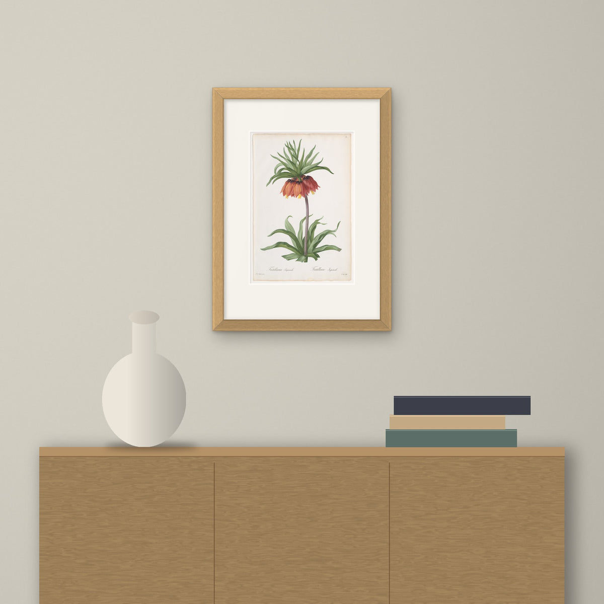 Crown Imperial – framed on a wall above a sideboard