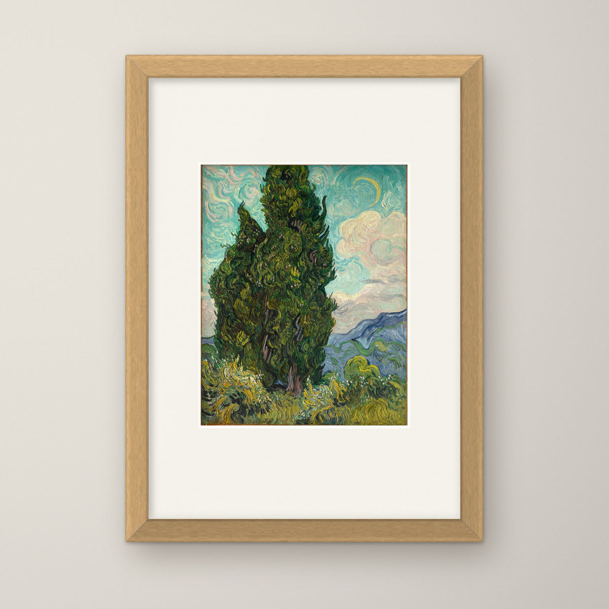 Cypresses – in an oak frame