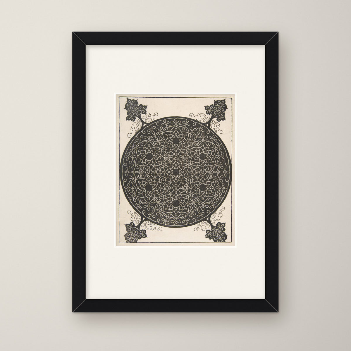 Embroidery Pattern with Six-pointed Stars – in a black frame