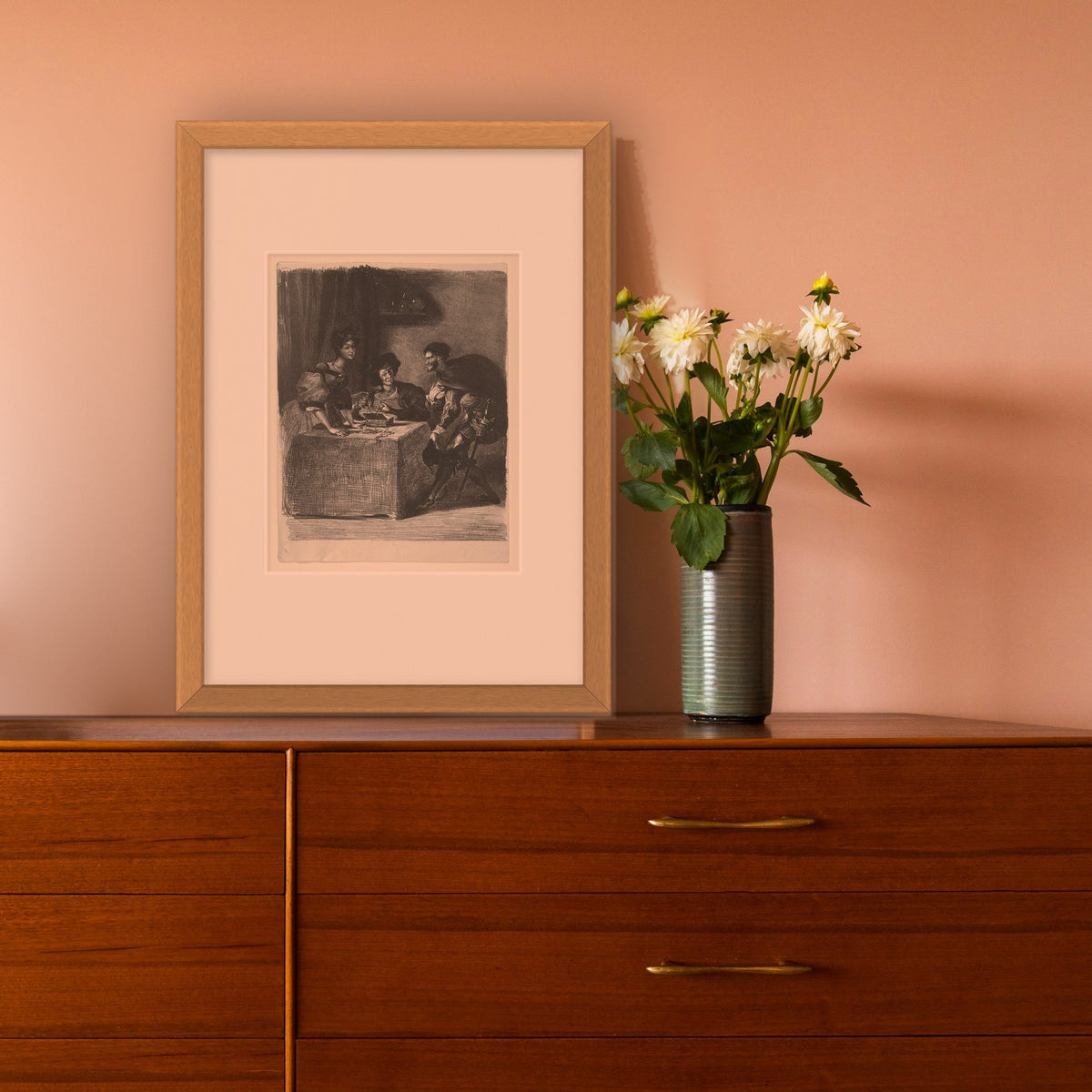 Faust: Mephistopheles Presents Himself to Martha – framed in a living room