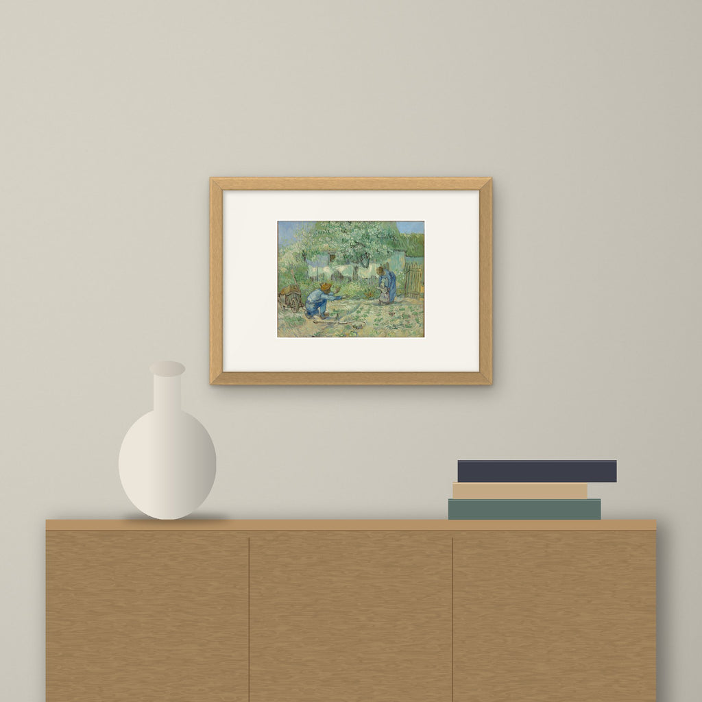 First Steps, after Millet – framed on a wall above a sideboard