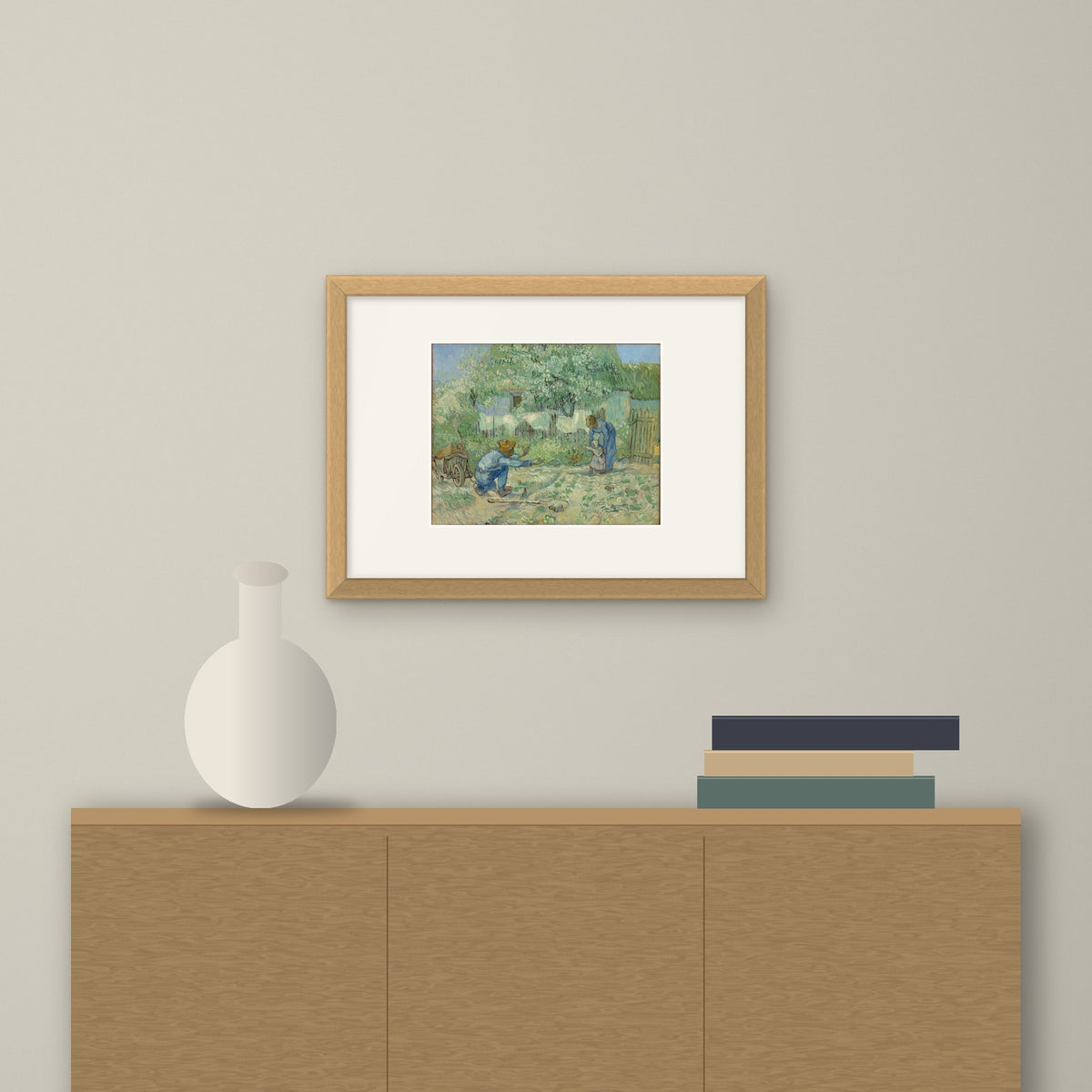 First Steps, after Millet – framed on a wall above a sideboard