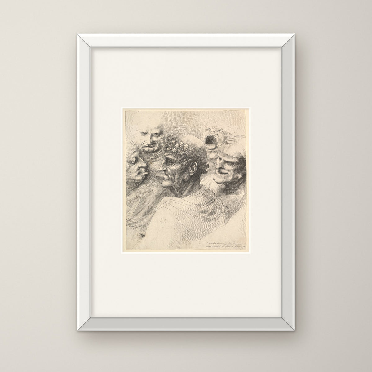 Five Grotesque Heads – in a white frame