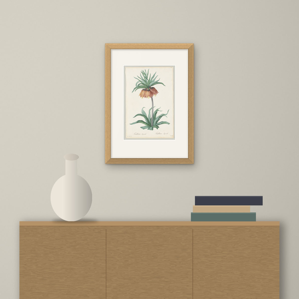 Fritillaria Imperialis – framed on a wall above a sideboard