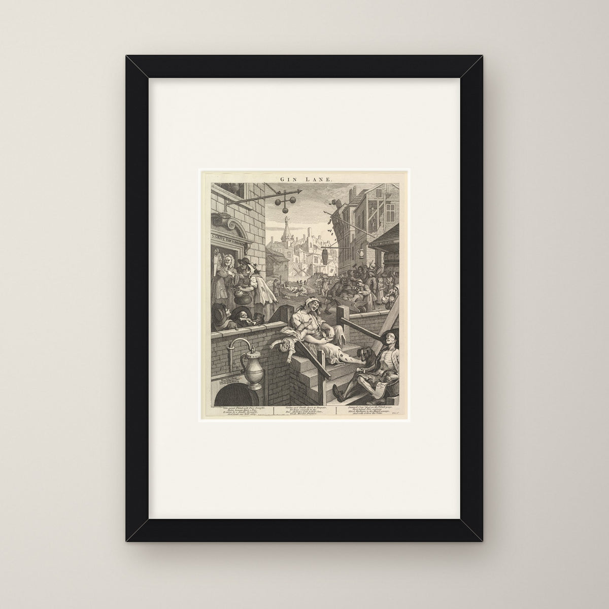 Gin Lane – in a black frame