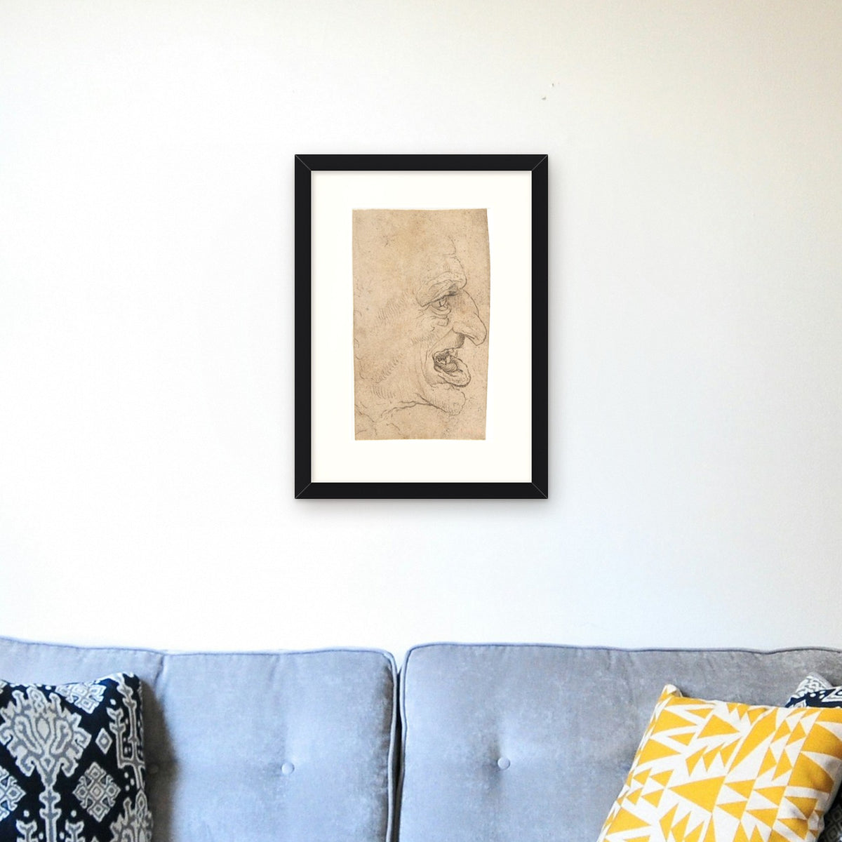 Head of a Grotesque Man – framed in a living room