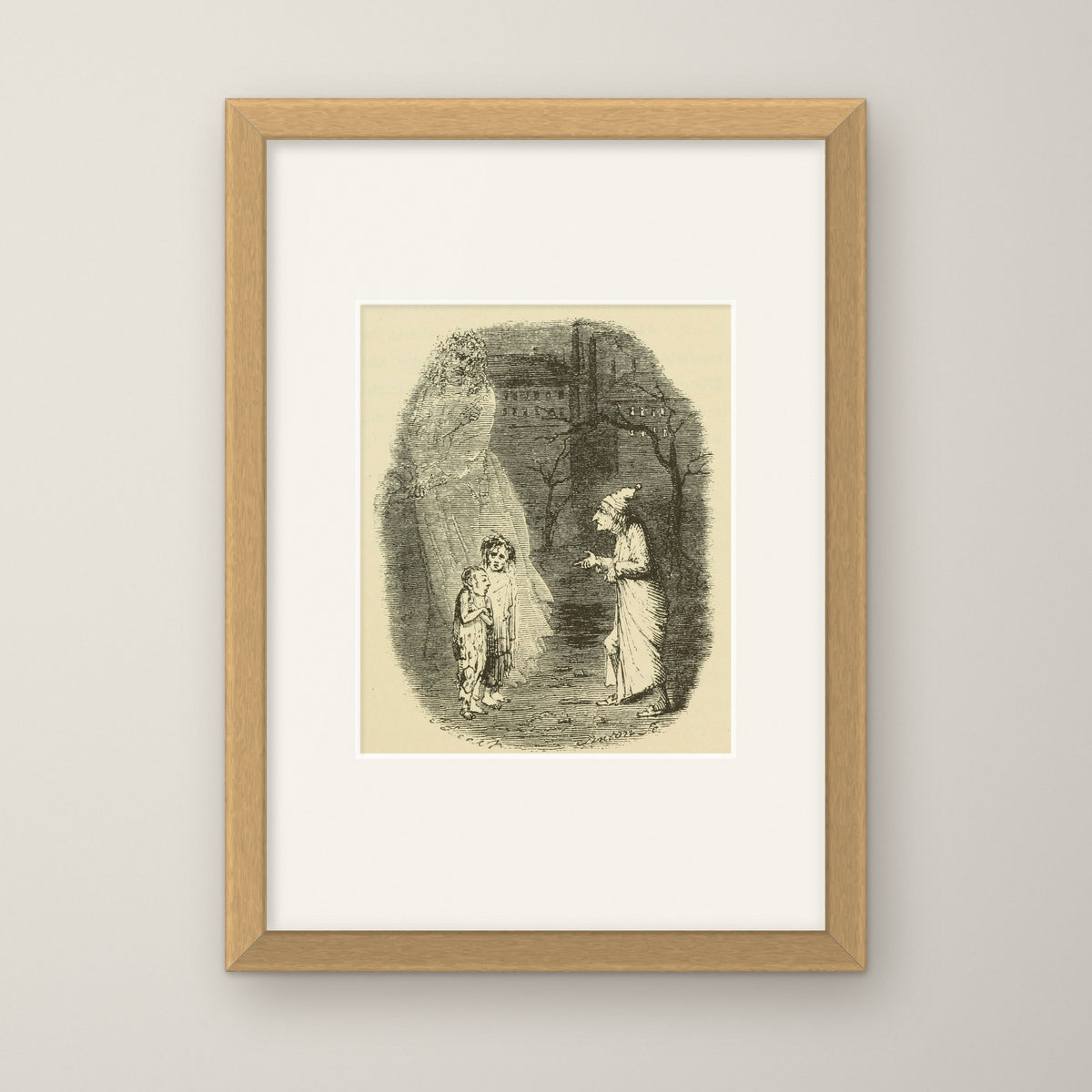 Ignorance and Want – in an oak frame