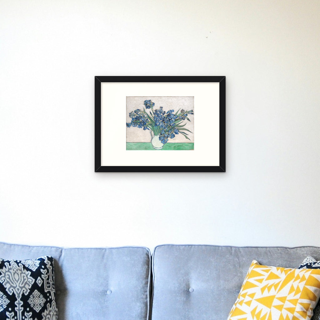 Irises – framed in a living room