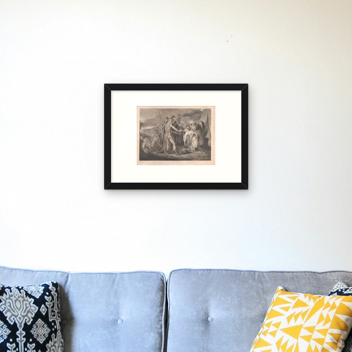 King Lear Weeping over the Body of Cordelia – framed in a living room