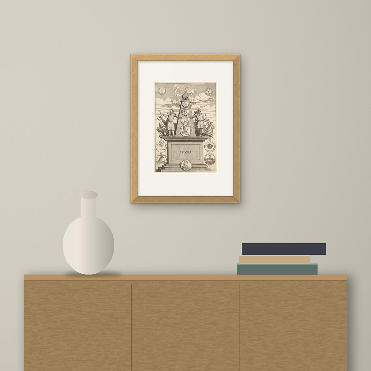 Laponia – framed on a wall above a sideboard