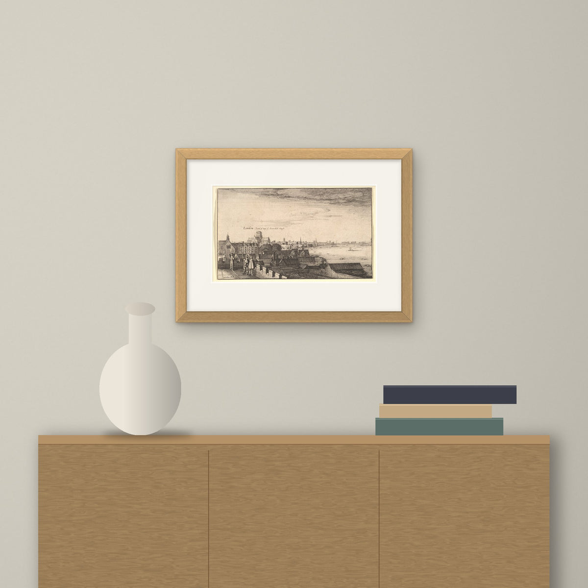 London from Arundel House – framed on a wall above a sideboard