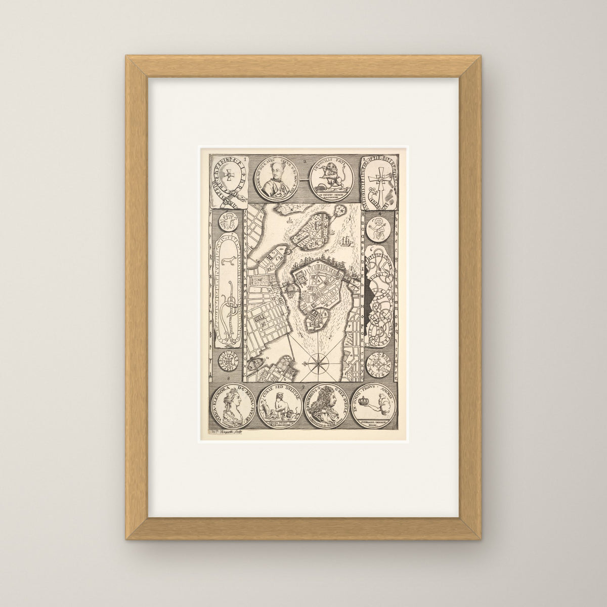 Map of Stockholm – in an oak frame