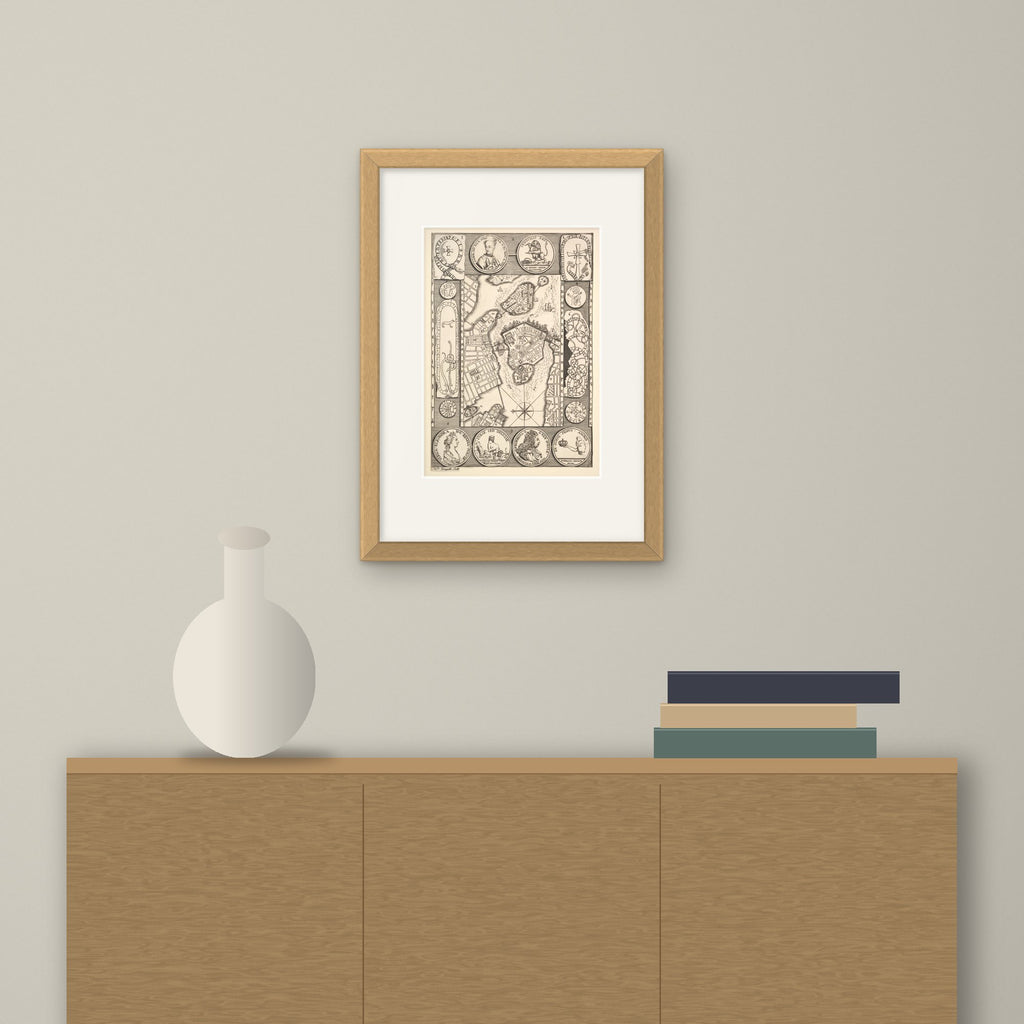 Map of Stockholm – framed on a wall above a sideboard