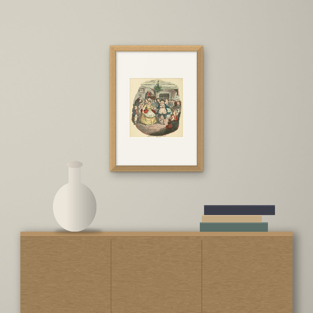 Mr Fezziwig's Ball – framed on a wall above a sideboard