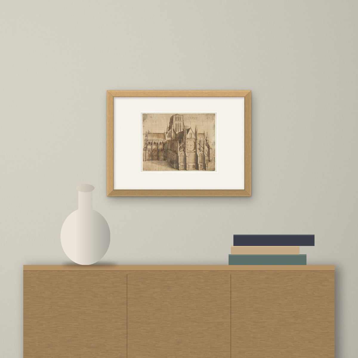Old St Paul's Cathedral – framed on a wall above a sideboard
