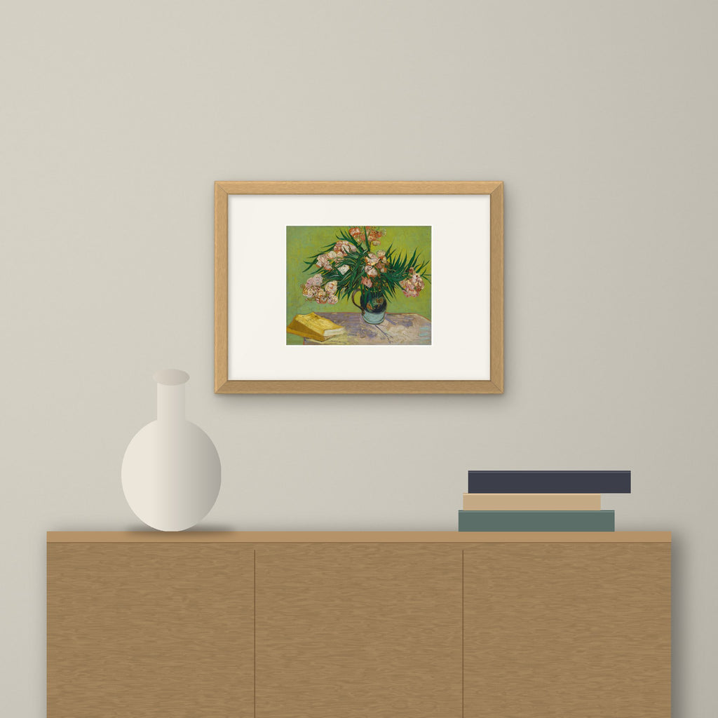 Oleanders – framed on a wall above a sideboard