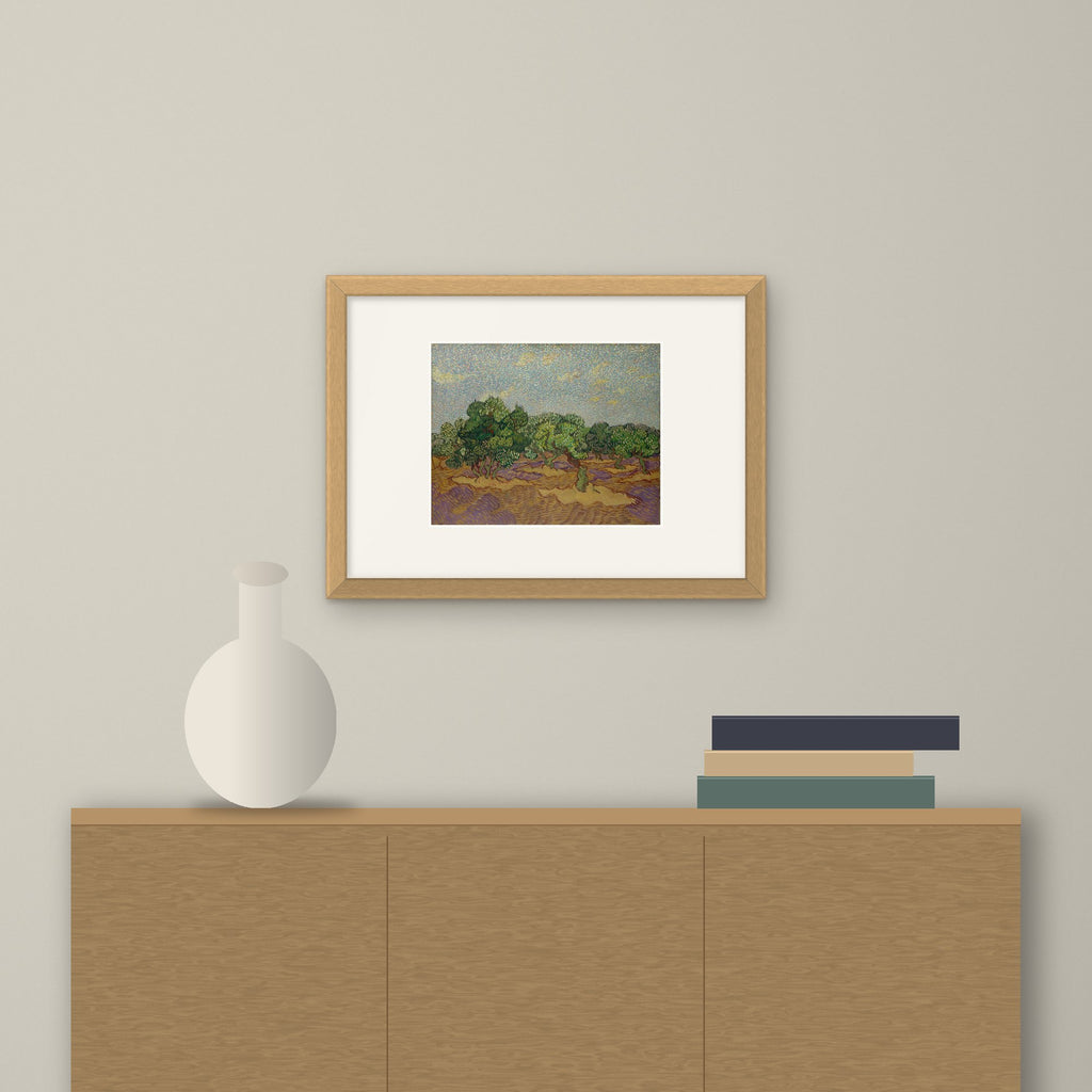 Olive Trees – framed on a wall above a sideboard