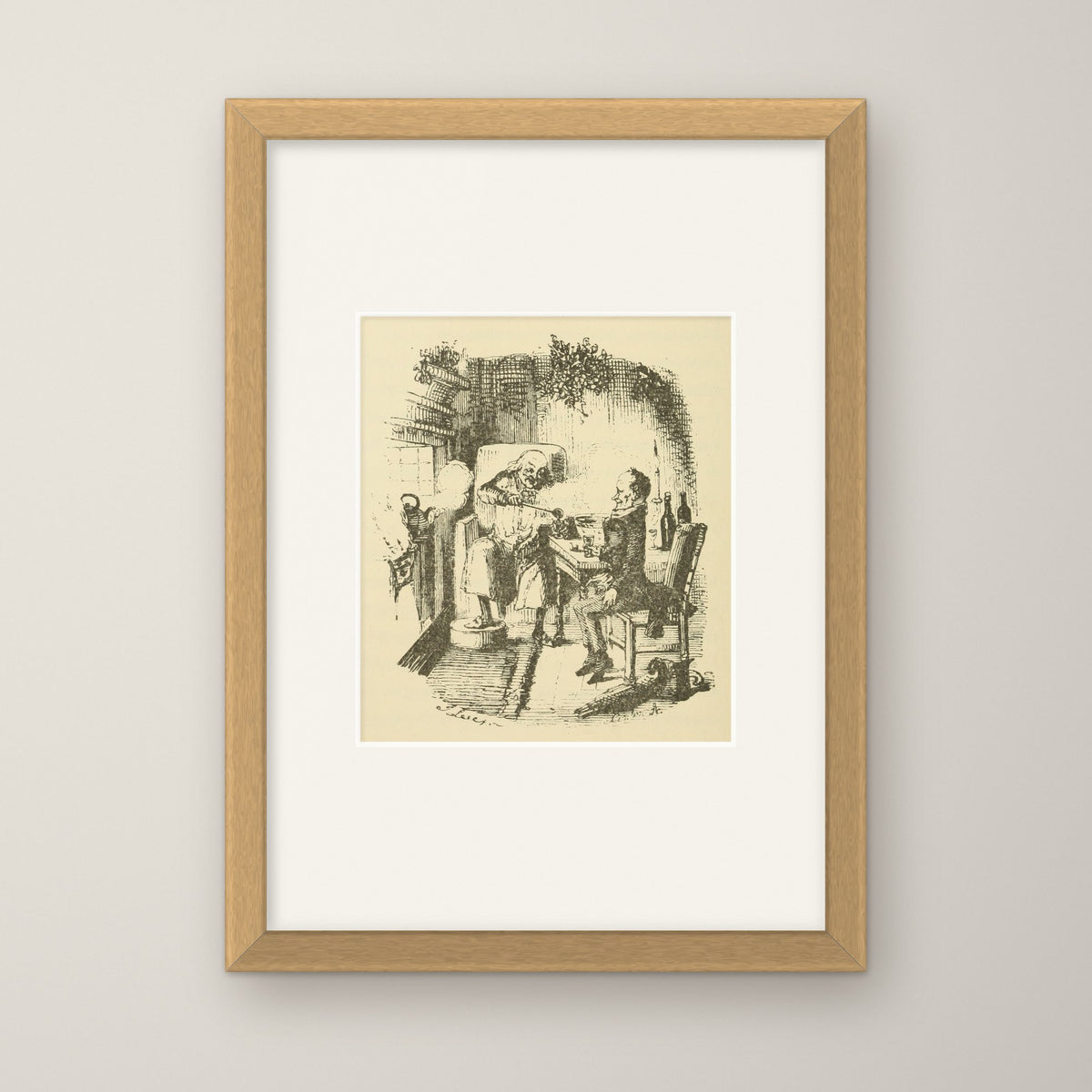 Scrooge and Bob Cratchit – in an oak frame