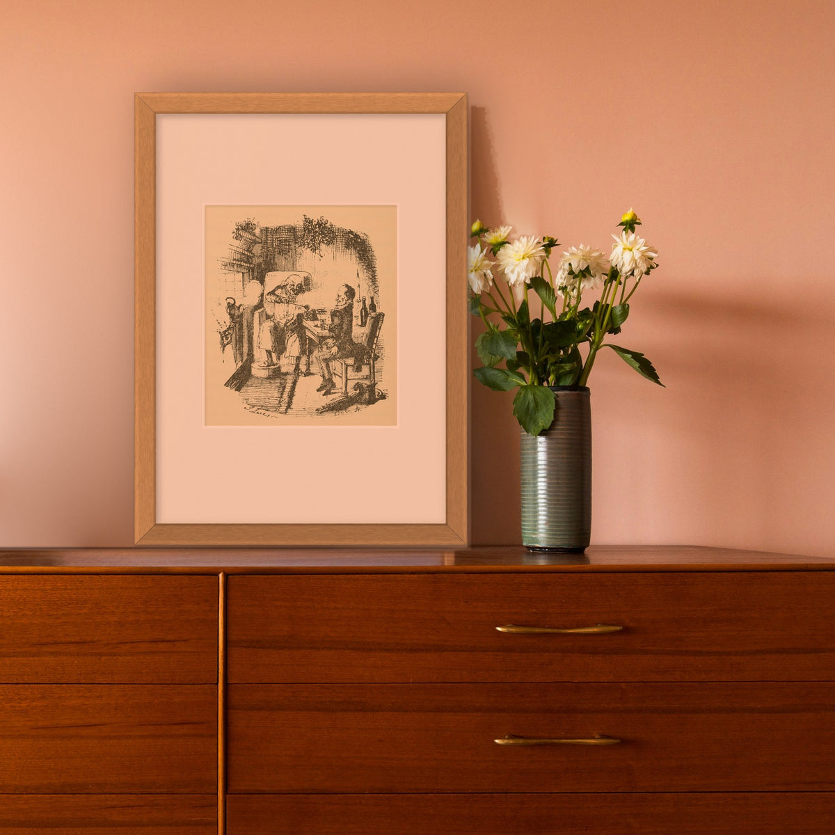 Scrooge and Bob Cratchit – framed in a living room