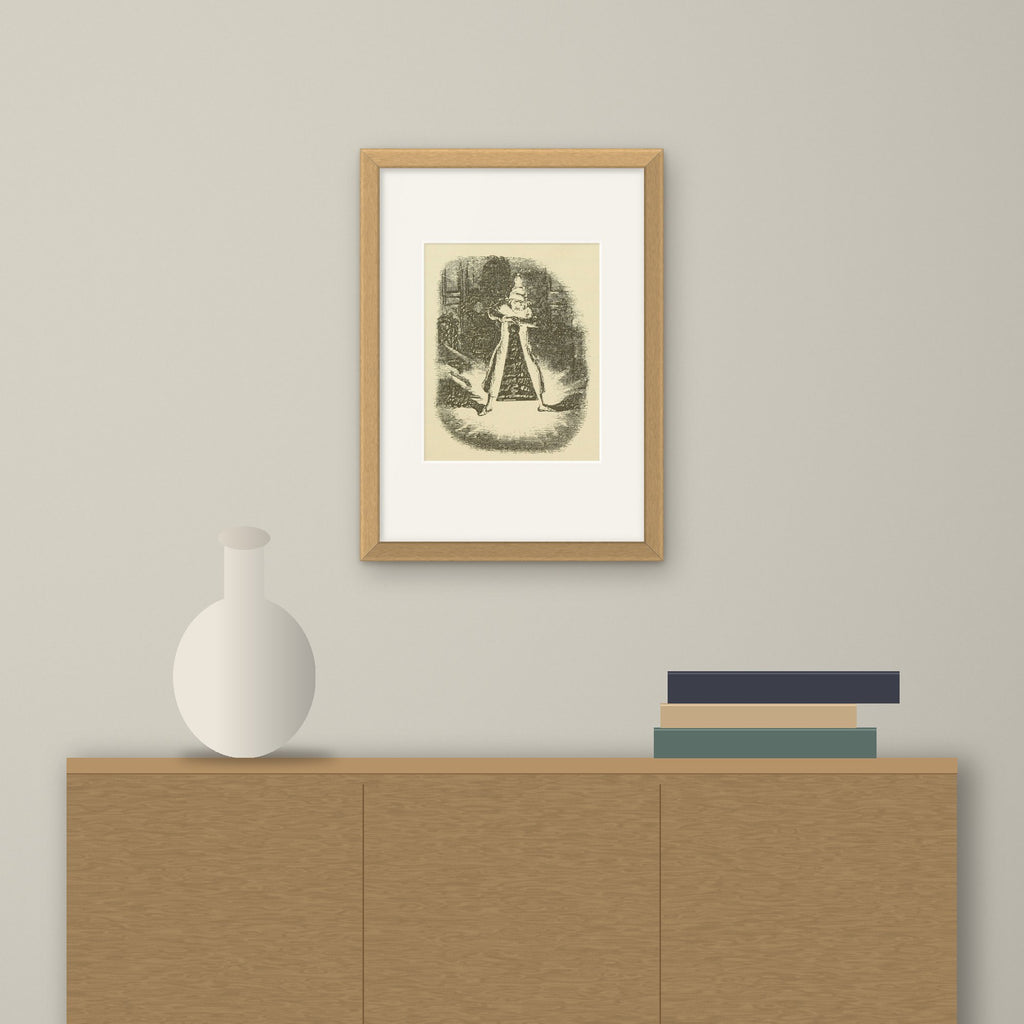 Scrooge Extinguishes the First of the Three Spirits – framed on a wall above a sideboard