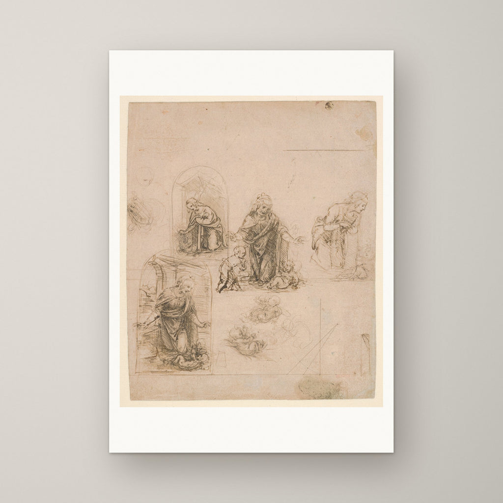 Sketches for the Virgin Adoring the Christ Child – unframed print