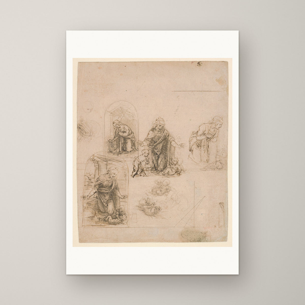 Sketches for the Virgin Adoring the Christ Child – unframed print