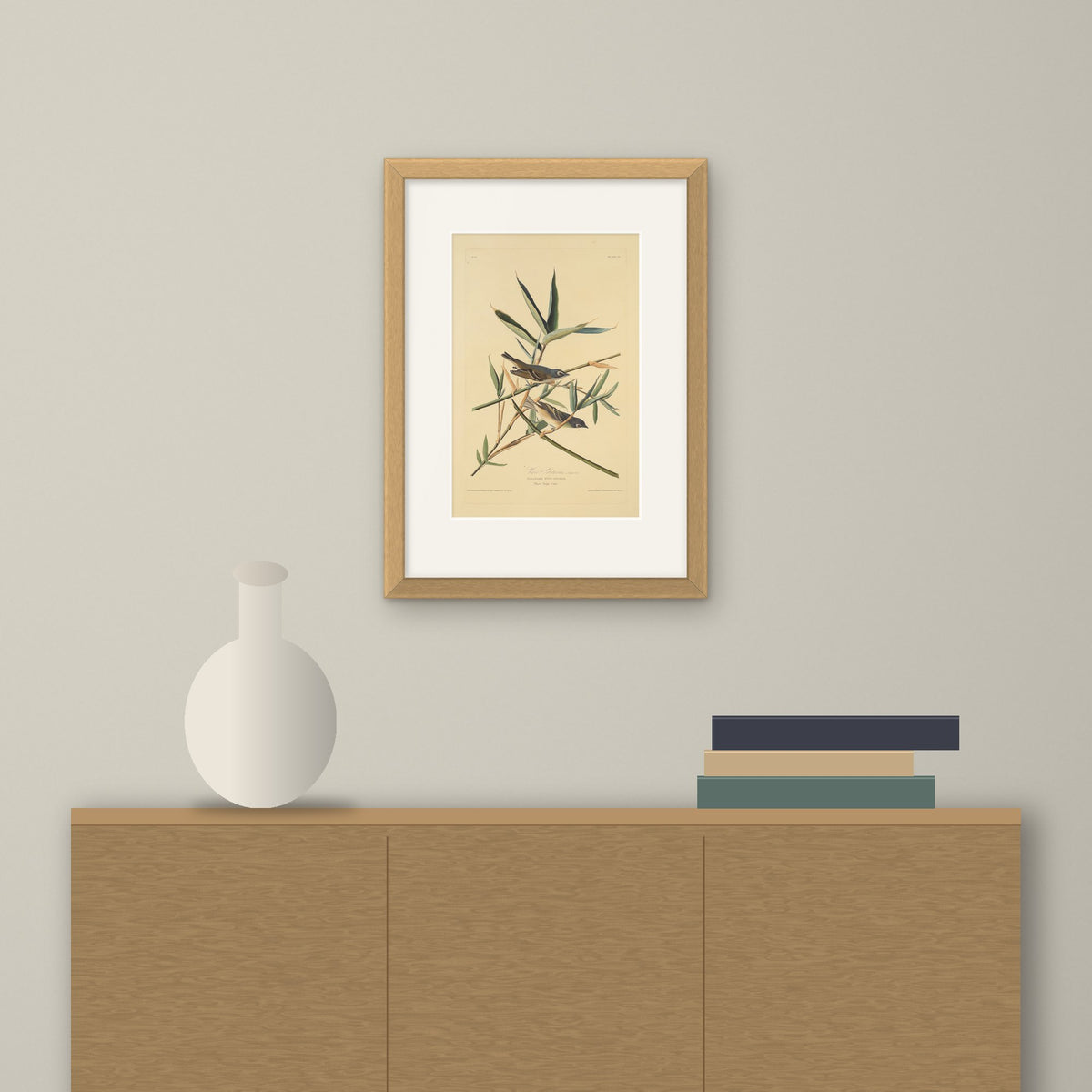 Solitary Flycatcher – framed on a wall above a sideboard