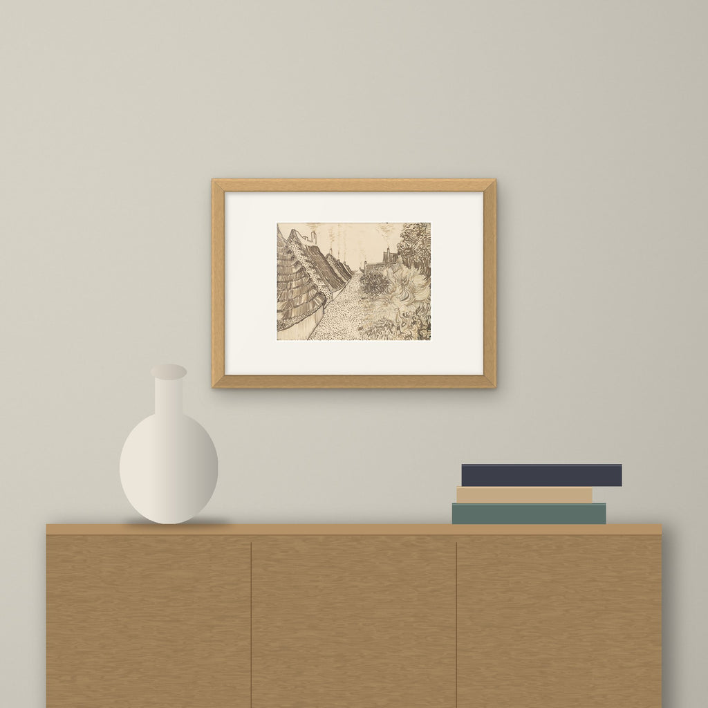 Street in Saintes-Maries-de-la-Mer – framed on a wall above a sideboard