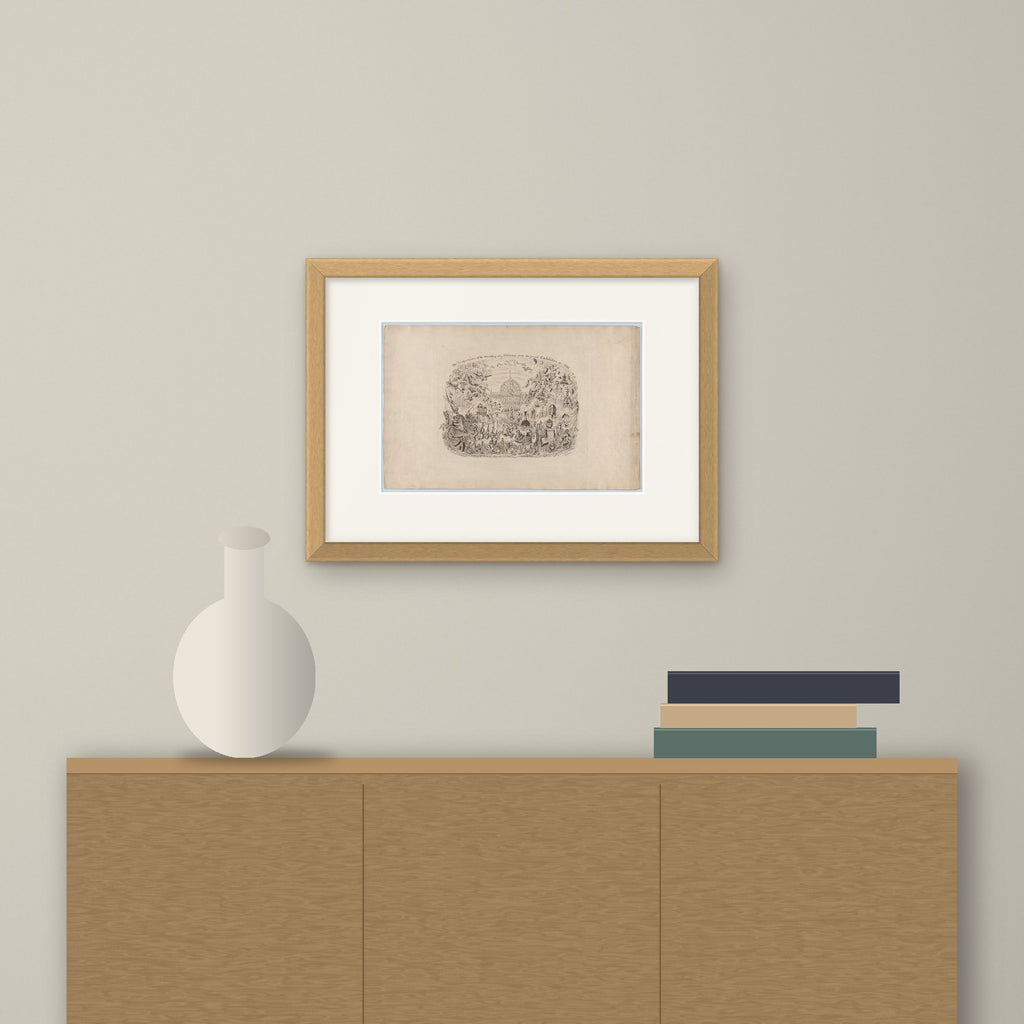 The Dispersion of the Works of All Nations – framed on a wall above a sideboard