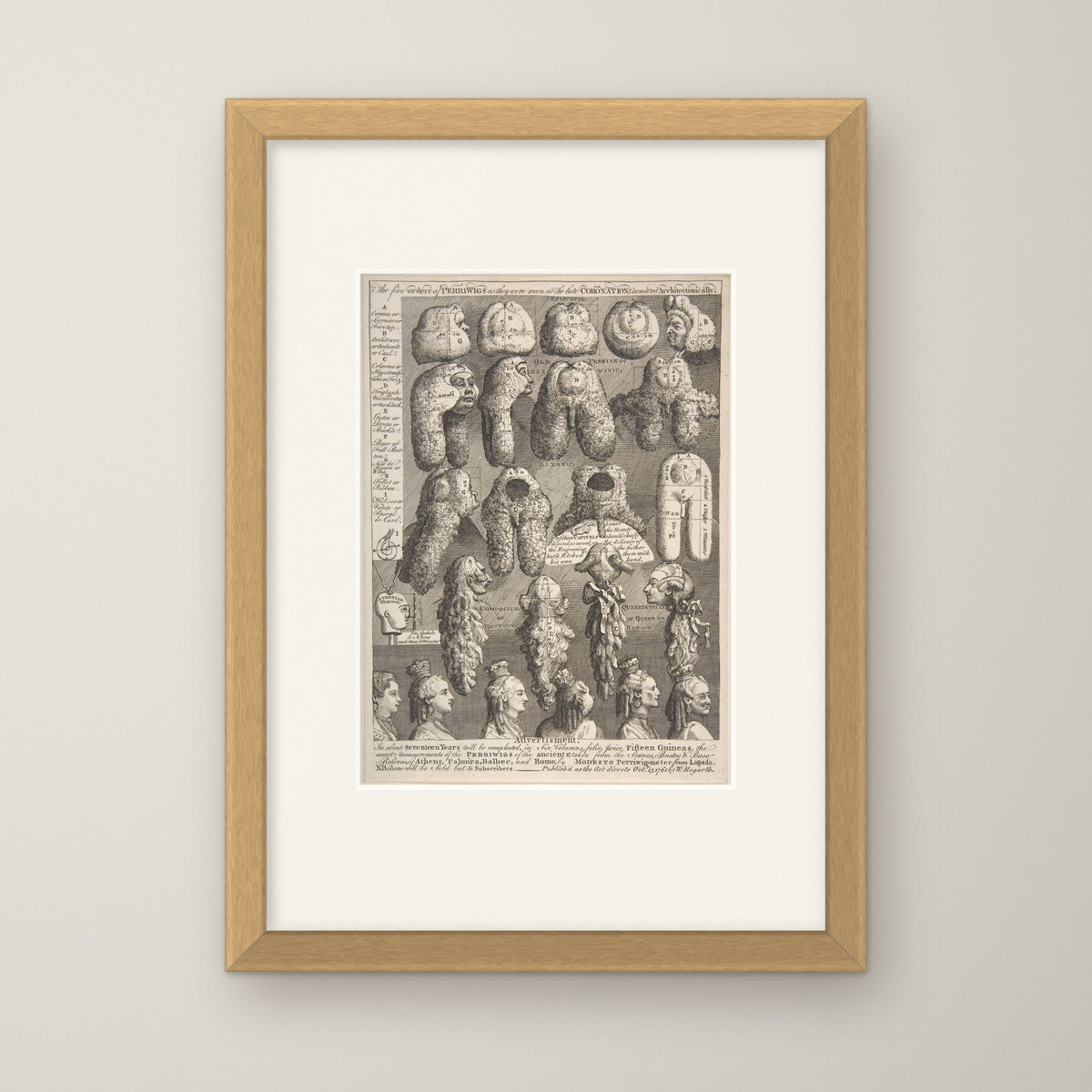 The Five Orders of Periwigs – in an oak frame