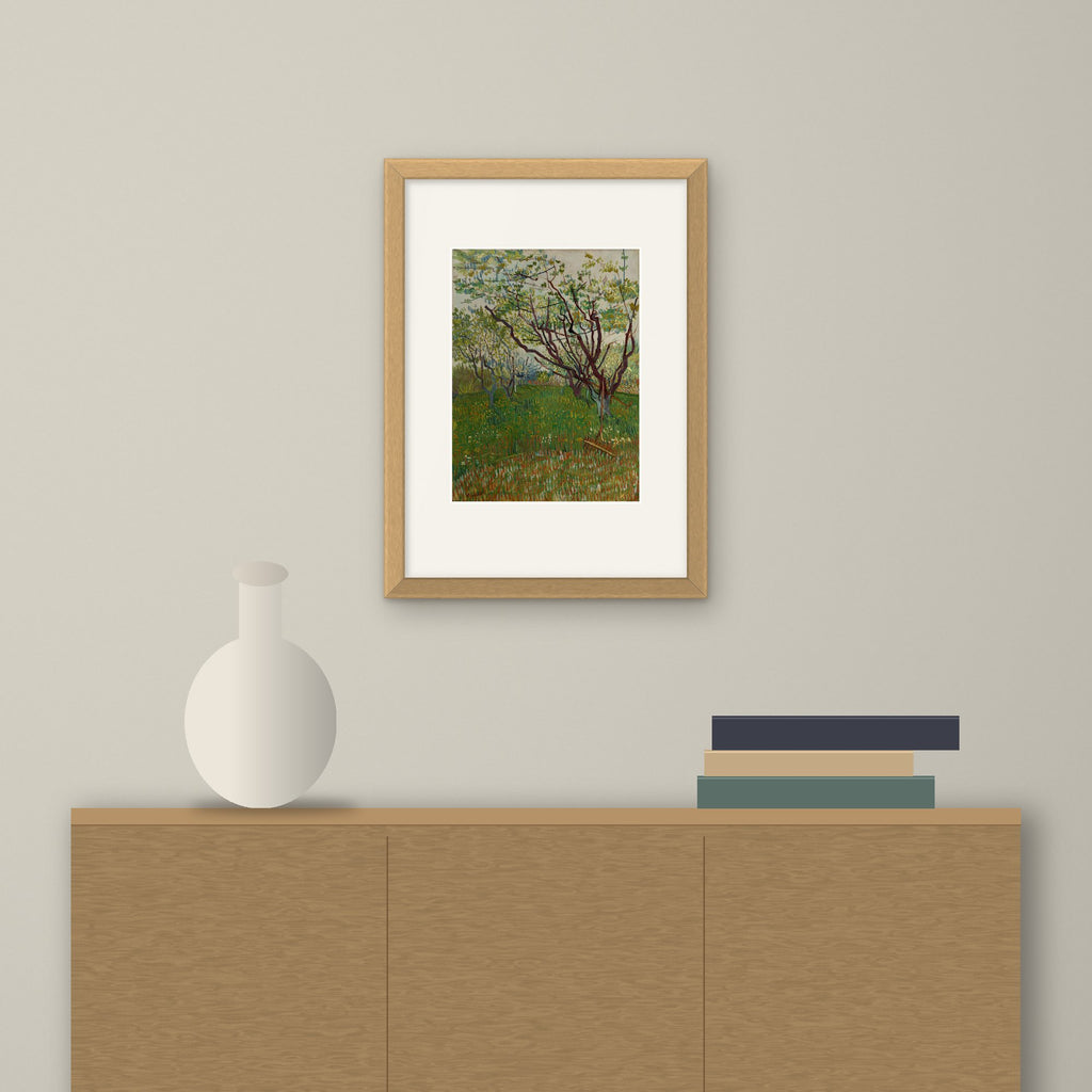 The Flowering Orchard – framed on a wall above a sideboard