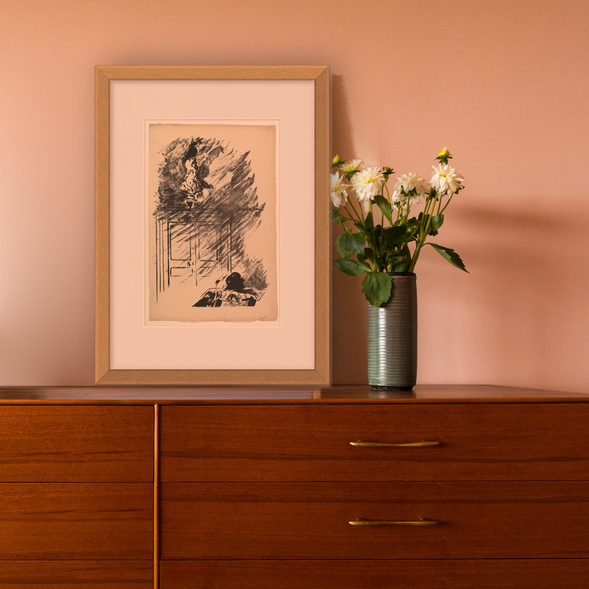 The Raven: Perched upon a Bust of Pallas – framed in a living room