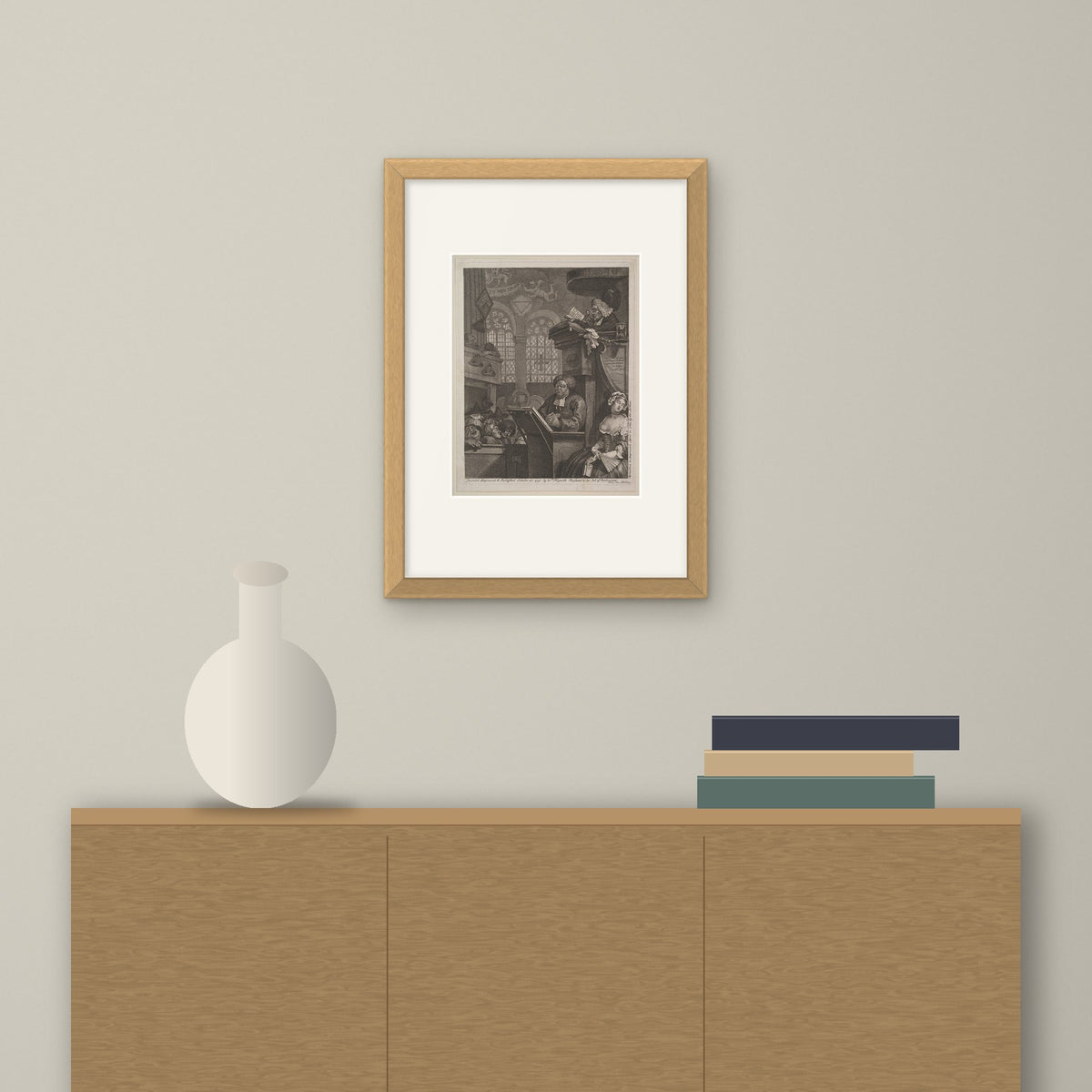 The Sleeping Congregation – framed on a wall above a sideboard