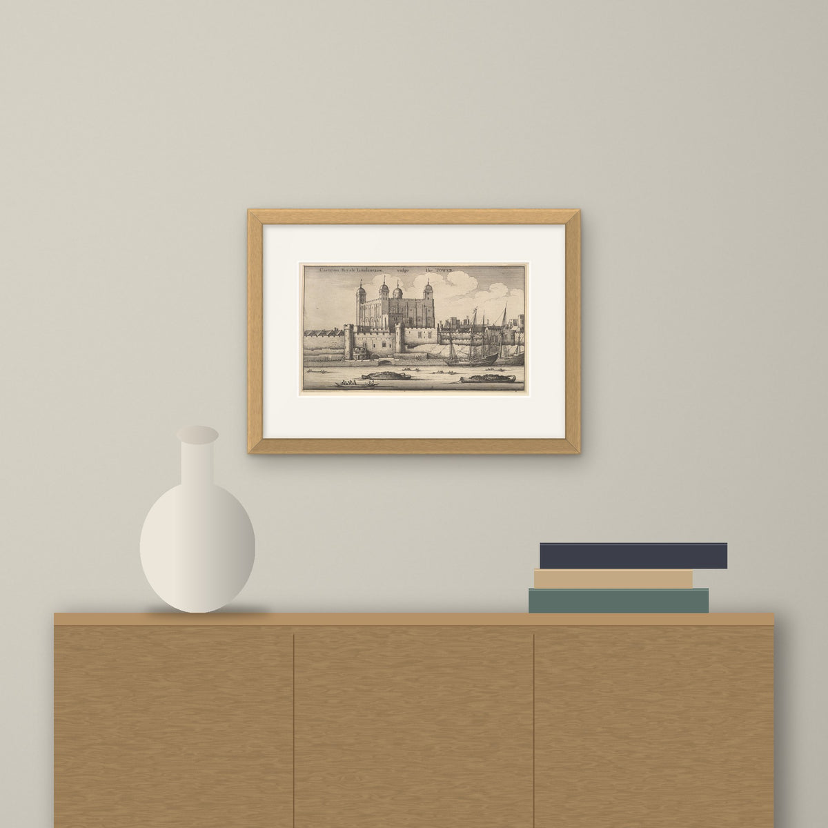 Tower of London – framed on a wall above a sideboard