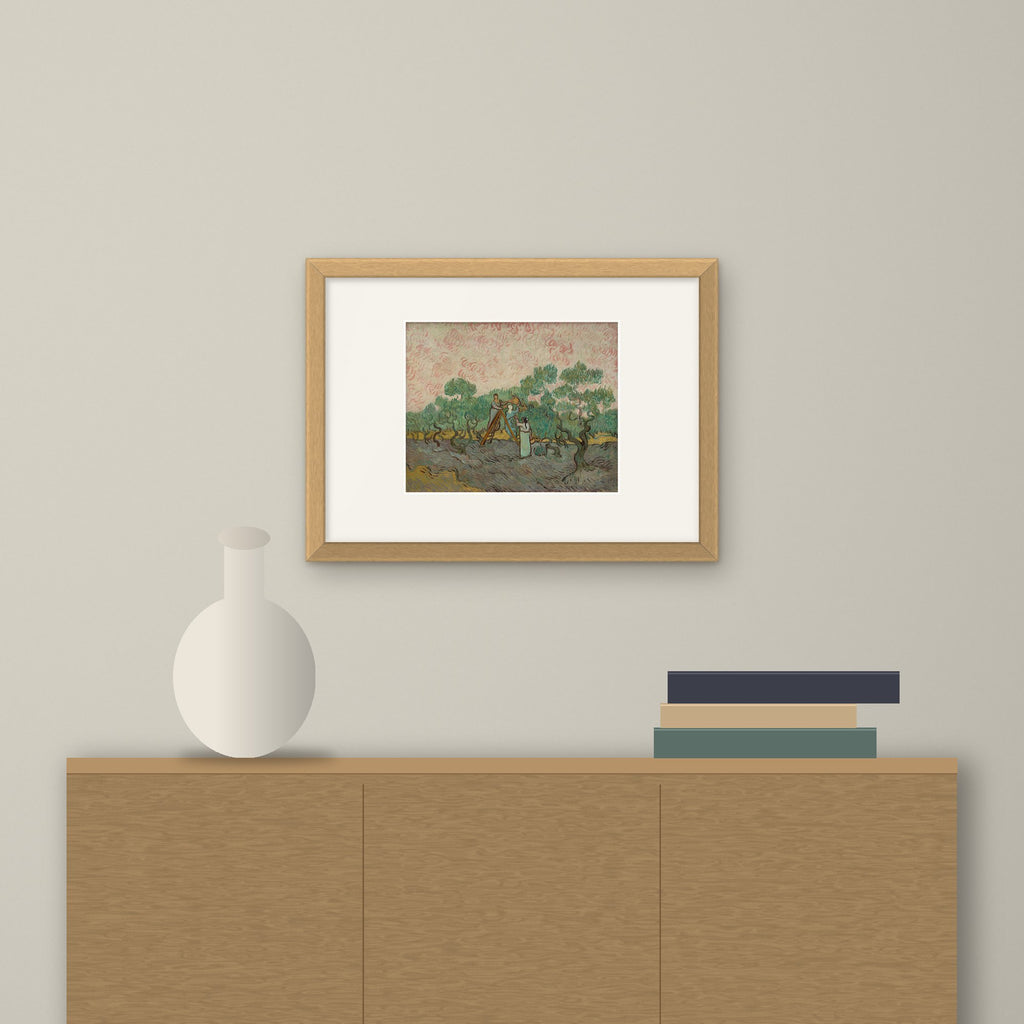 Women Picking Olives – framed on a wall above a sideboard